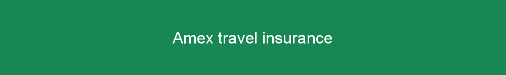 Amex travel insurance
