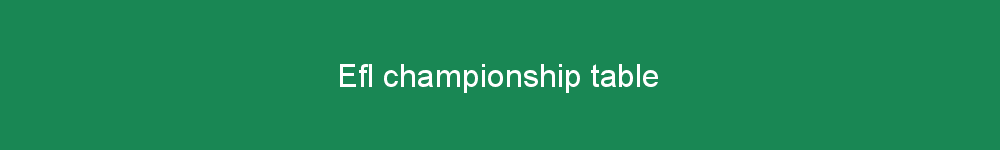 Efl championship table