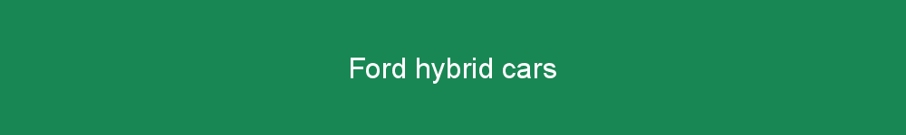 Ford hybrid cars