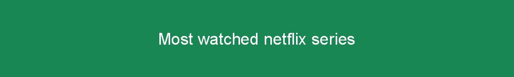 Most watched netflix series