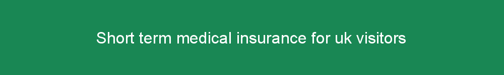 Short term medical insurance for uk visitors