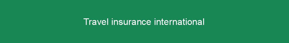 Travel insurance international